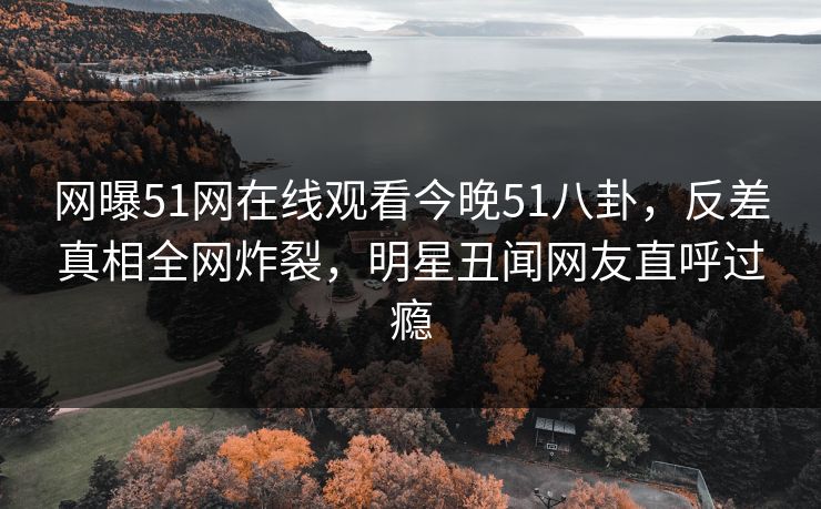 网曝51网在线观看今晚51八卦，反差真相全网炸裂，明星丑闻网友直呼过瘾