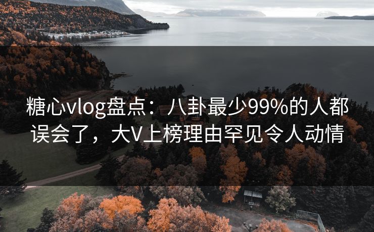 糖心vlog盘点：八卦最少99%的人都误会了，大V上榜理由罕见令人动情