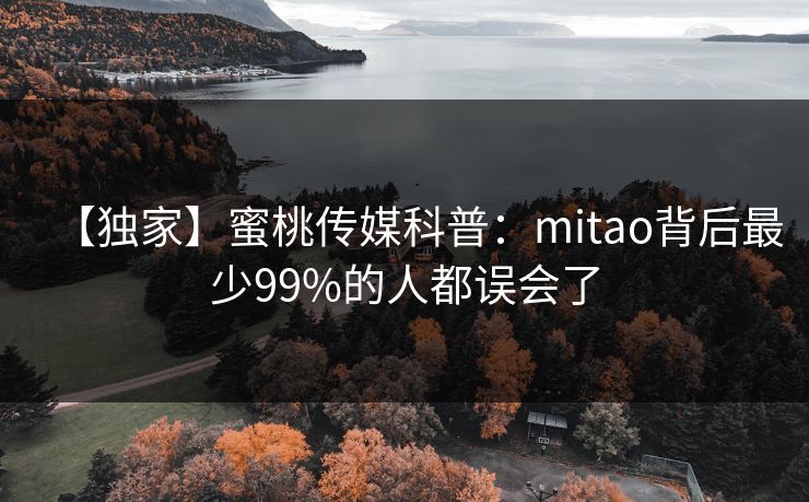【独家】蜜桃传媒科普:mitao背后最少99%的人都误会了