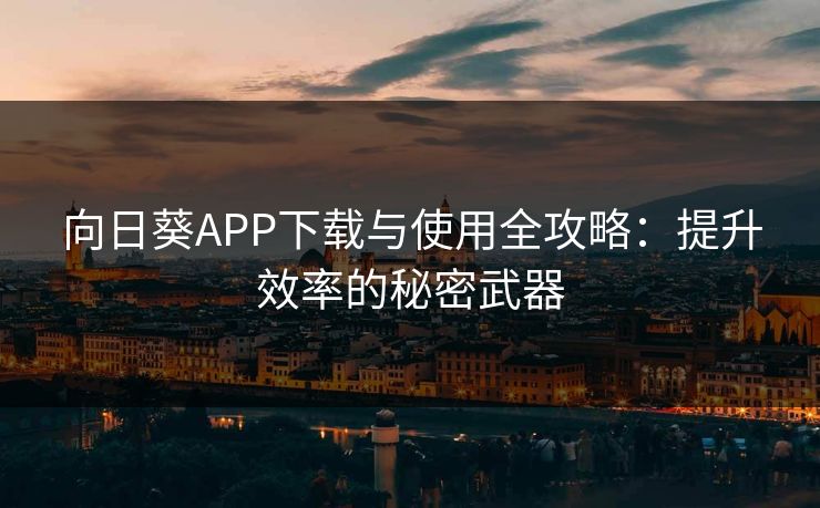 向日葵APP下载与使用全攻略：提升效率的秘密武器