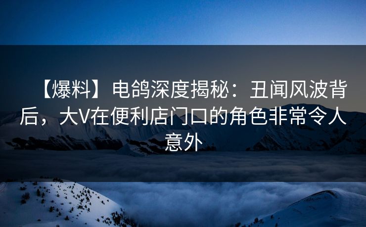 【爆料】电鸽深度揭秘：丑闻风波背后，大V在便利店门口的角色非常令人意外
