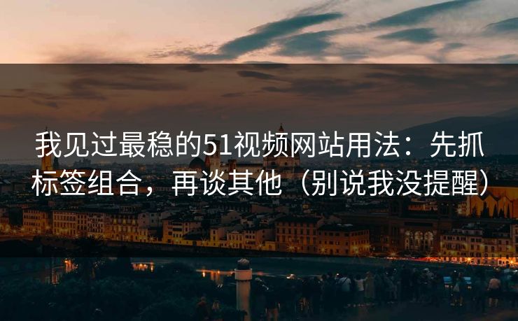 我见过最稳的51视频网站用法：先抓标签组合，再谈其他（别说我没提醒）